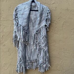 Boston Proper Marled Yarn Fringe Sweater Vest